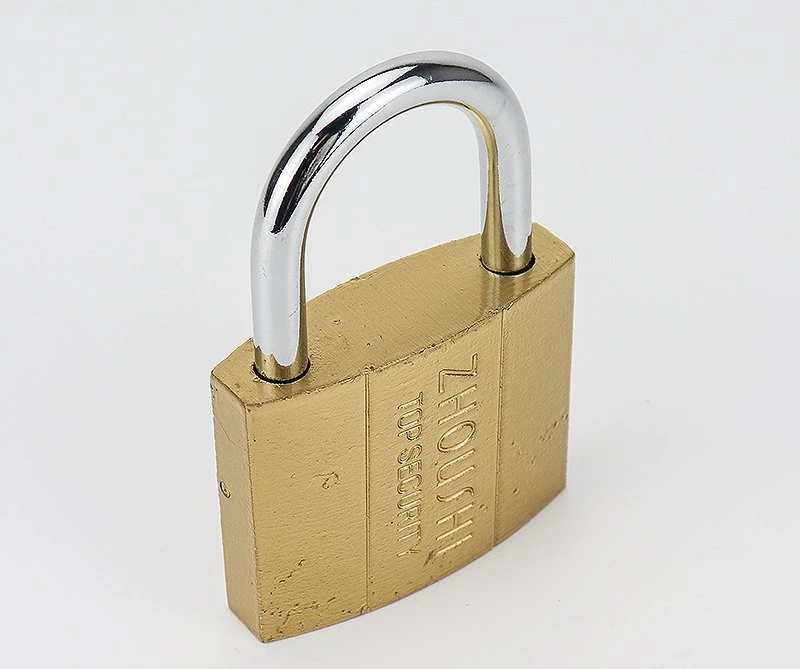 Safety Security Custom Logo Rectangular Waterproof Padlock Dual-Line Imitate Copper Brass Atom Padlock